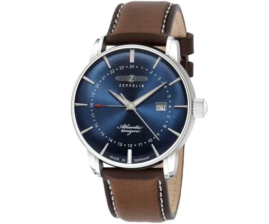 ZEPPELIN Atlantic 自動巻き腕時計　新品同様 Zeppelin Atlantic Automatic Watch, Blue, 42 mm, Leather strap