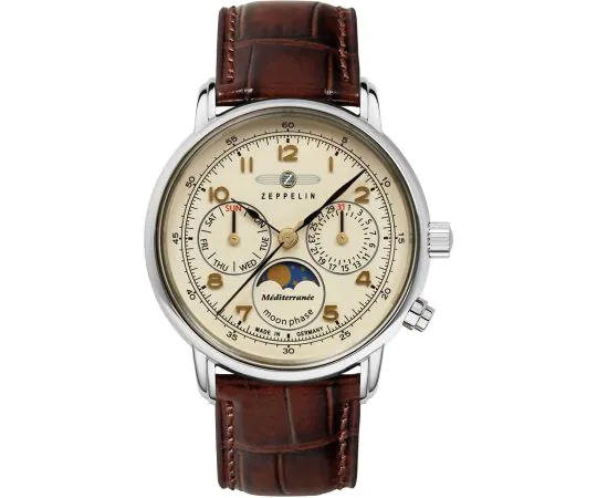 Zeppelin Moon Phase 時計 不動 Zeppelin 96375 Méditerranée moon phase 36mm 5ATM Ladies watch