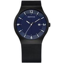 Bering Solar Watch Classic 14440-227 Mens Watch Black Blue 40 mm