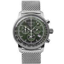 Zeppelin 8680M-4 alarm Chronograph 100 years Mens Watch 43mm 5ATM