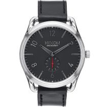 NIXON A465-008 C45 Leather Black Red Mens Watch 45mm 10 ATM