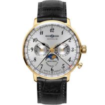 Zeppelin 7038-1 Hindenburg moon phase LZ129 Mens Watch 40mm 3ATM