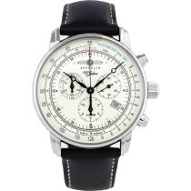 Zeppelin 8680-3 Alarm Chronograph 100 Years Mens Watch 43mm 5ATM