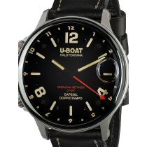U-Boat 9672 Capsoil Doppiotempo SS GMT Mens Watch 55mm 10ATM