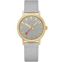Mondaine A660.30314.80SBU Ladies Watch Classic Gray And Gold 36mm 3ATM