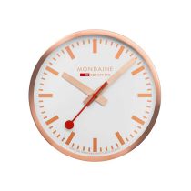 Mondaine A995.CLOCK.17SBK Rose Gold Wall Clock, Station Clock 40 cm Made Off aluminum