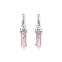 Thomas Sabo CR722-643-9 Silver hoop earrings w. pink crystal pendant & symbols 