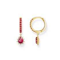 Thomas Sabo CR748-995-10 Gold-plated Creols Vintage Romance And Red Stones Ladies
