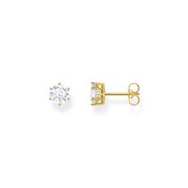 Thomas Sabo H2301-414-14 Gold-plated Ear Studs with white Brilliant-cut Stone 6,0 mm Ladies