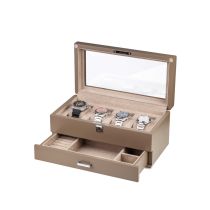 Rothenschild RS-3421-4-TA-TAN Watch Box Brown [4] with beige velvet + Drawer