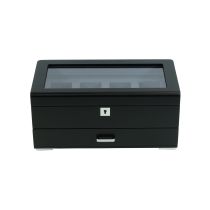 Rothenschild RS-3421-4-BL-CHA Watch Box Black [4] with grey velvet + Drawer