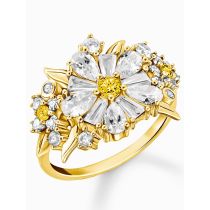 Thomas Sabo TR2335-414-4-54 Cocktailring flower with stones gold plated Ladies