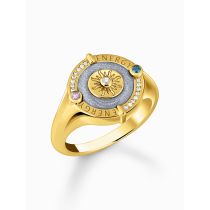 Thomas Sabo TR2449-974-1-54 Gold-plated signet ring sun symbol