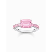 Thomas Sabo TR2451-051-9-54 Silver solitaire ring pink stones 