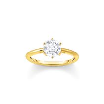 Thomas Sabo TR2474-414-14-56 Gold-plated Ring with white Stone in Brilliant-cut Ladies