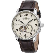 Zeppelin LZ-127 7666-5 Automatic Silver Brown Mens Watch 41mm 50M