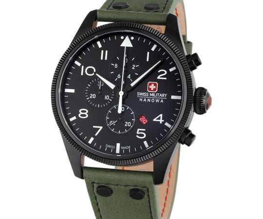 Military cheap Mens Thunderbolt shopping: Timeshop24 SMWGC0000430 43mm Chrono Hanowa Swiss watch
