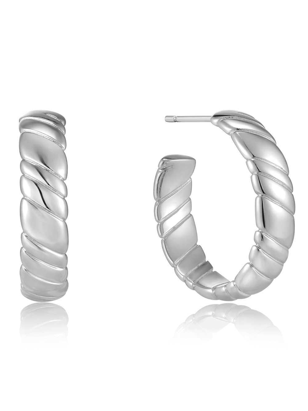 Ania Haie Orecchini A Cerchio Argento 925 Con Placcatura Oro – Modello Twist, E012-04G, Gioielli Premiato